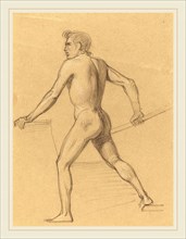 Tommaso Minardi, Italian (1787-1871), A Male Nude, black chalk with white heightening on green wove