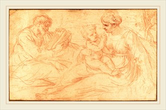 Simone Cantarini, Italian (1612-1648), The Holy Family, red chalk on laid paper