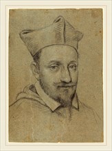 Ottavio Leoni, Italian (c. 1578-1630), Portrait Head of a Cardinal, black chalk heightened with