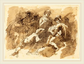 Giuseppe Bernardino Bison, Italian (1762-1844), Shepherds at Rest, pen and brown ink with brown