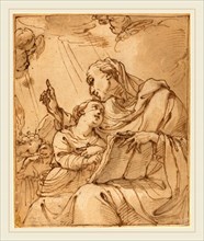 Ubaldo Gandolfi, Italian (1728-1781), The Education of the Virgin, pen and brown ink with brown