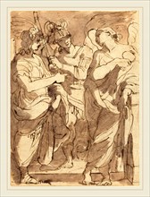 Felice Giani, Italian (1758-1823), Allegory of Justice, pen and brown ink with brown wash over