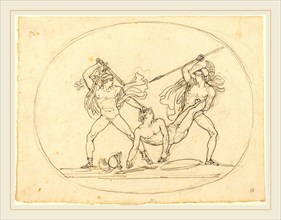 Bartolomeo Pinelli, Italian (1781-1835), Two Classical Warriors Fighting over a Dead Comrade,