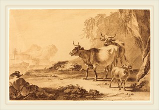Pietro Giacomo Palmieri, Italian (1737-1804), A Resting Shepherd with Cows and Goat, 1774, pen and