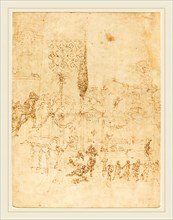 Pirro Ligorio, Italian (c. 1513-1583), A Party in a Roman Villa [recto], pen and brown ink on laid