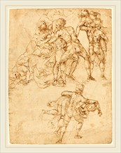 Pirro Ligorio, Italian (c. 1513-1583), Studies for the Rape of the Sabine Women [verso], pen and