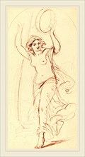 William Edward Frost, British (1810-1877), Dancing Woman with a Tambourine, pen and red ink over