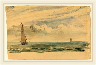 John Constable, British (1776-1837), A Seascape with Two Sail Boats, watercolor and graphite on