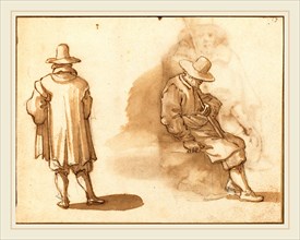 Remigio Cantagallina, Italian (1582-1583-1656), Two Studies of a Man, pen and brown ink with brown