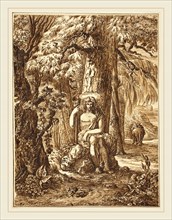 Felice Albides (Spanish or Italian, 18th century), Saint John the Baptist in the Wilderness, pen