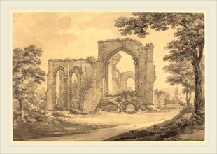 Thomas Hearne, British (1744-1817), Furness Abbey, 1777, graphite and pen and gray ink with gray