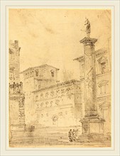 Robert Smith (Irish, 1792-1882), Figures on a Roman Street, graphite on laid paper