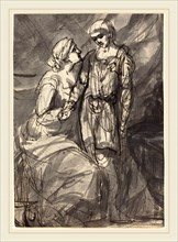 Henri-Pierre Danloux, French (1753-1809), Two Figures in Classical Dress, pen and black ink with