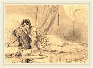 Edouard de Beaumont, French (1821-1888), "Oriental" Reclining Female, 1844, graphite with