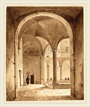 FranÃ§ois-Marius Granet, French (1775-1849), A Cloister, brown wash over graphite on wove paper