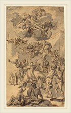 Joseph Parrocel, French (1646-1704), The Stoning of Saint Stephen, pen and brown ink, with gray