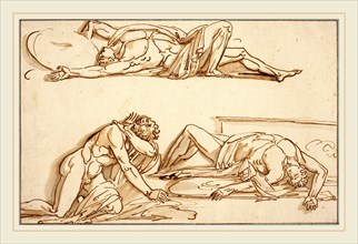 Philippe-Auguste Hennequin, French (1762-1833), Achilles and Patroclus, pen and brown ink, with