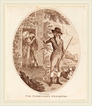 Isaac Cruikshank, British (1756-1810-1811), The Sportsmen's Departure, stipple etching in brown ink