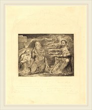 William Blake, British (1757-1827), Job Rebuked by His Friends, 1825, engraving with border and