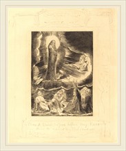 William Blake, British (1757-1827), The Vision of Eliphaz, 1825, engraving with border in graphite