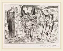 William Blake, British (1757-1827), The Circle of the Thieves; Agnolo Brunelleschi Attacked by a