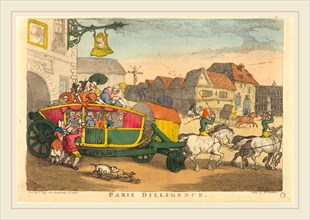 Thomas Rowlandson, British (1756-1827), Paris Diligence, probably 1810, hand-colored etching