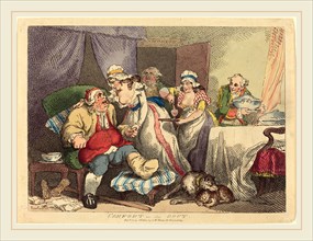 Thomas Rowlandson, British (1756-1827), Comfort in the Gout, 1785, hand-colored etching