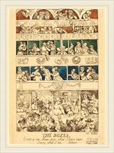 Thomas Rowlandson, British (1756-1827), The Boxes, published 1809, hand-colored etching
