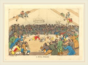 Thomas Rowlandson, British (1756-1827), A Dog Fight, 1811, hand-colored etching
