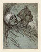 Théophile Alexandre Steinlen, Swiss (1859-1923), A Wounded Soldier and His Comrade, black chalk