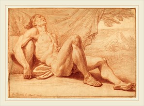 Bernard Picart, French (1673-1733), A Reclining Nude, 1723, red chalk on laid paper