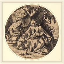 Workshop of Jacob Matham, Hendrik Goltzius, Dutch (c.1598), The Holy Family with Saint Elizabeth