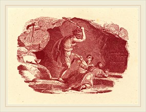 Thomas Bewick, British (1753-1828), Murder Scene, engraving in red on wove paper