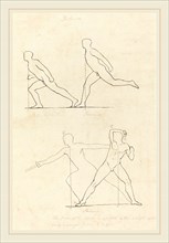 George Scharf after John Flaxman, German (1788-1860), Preparing to Run; Running; Striking,