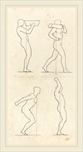 George Scharf after John Flaxman, German (1788-1860), Bearing a Weight; Preparing to Jump, and