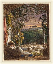 Samuel Palmer, British (1805-1881), The Sleeping Shepherd; Early Morning, 1857, etching,