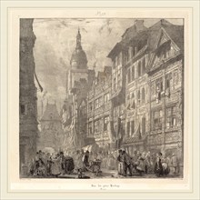 Richard Parkes Bonington, British (1802-1828), Rue du gros-horloge, Rouen, 1824, lithograph
