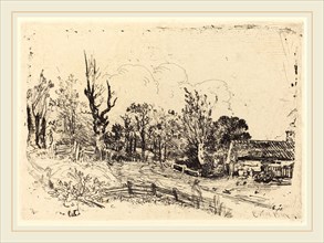 John Crome, British (1768-1821), Road with a Farmhouse on the Right, 1806, soft-ground etching and