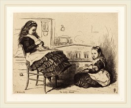 John Everett Millais, British (1829-1896), The Doll House, etching on chine applique