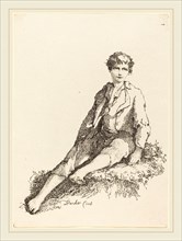 Thomas Barker, British (1769-1847), Young Boy Seated, 1803, pen-and-tusche lithograph