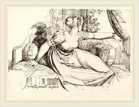 Henry Fuseli, Swiss (1741-1825), A Woman Sitting by the Window, 1802, pen-and-tusche lithograph