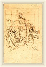 il Cigoli, Italian (1559-1613), The Pietà  (recto), brown ink on laid paper, squared for transfer