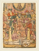 French 15th Century, The Martyrdom of Saint Erasmus, 1480-1490, woodcut, hand-colored in light