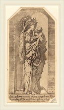 Geoffroy DumoÃ»tier, French (active c. 1535-1573), The Crowned Virgin in a Niche, 1543, etching