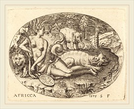 Etienne Delaune, French (1518-1519-1583), Africa, 1575, engraving