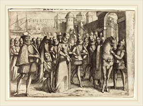 Jacques Callot, French (1592-1635), Arrival at Valencia [recto], 1612, etching
