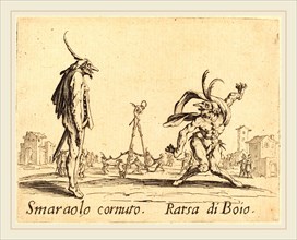 Jacques Callot, French (1592-1635), Smaralo Cornuto and Ratsa di Boio, c. 1622, etching