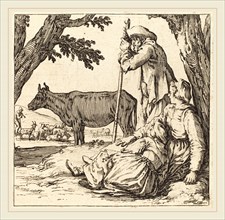 Jacques Callot, French (1592-1635), Peasant Couple with Cow, c. 1621, etching