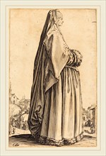 Jacques Callot, French (1592-1635), Noble Woman Wearing a Veil and a Dress Trimmed in Fur, c.