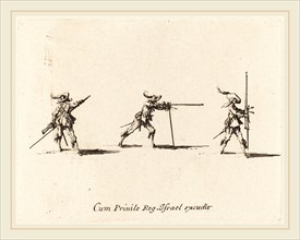 Jacques Callot, French (1592-1635), Taking the Firing Position with the Musket, 1634-1635, etching